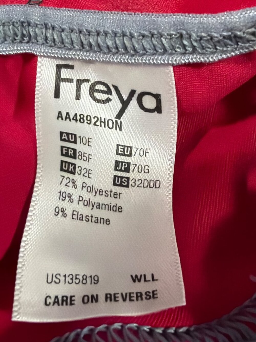Freya AA4892 Active Red & Gray Underwire Sports Bra Size 32DDD - Picture 6 of 6